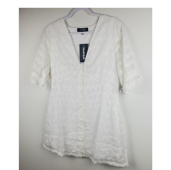 NWT ModCloth White Mini Dress - Picture 3 of 12
